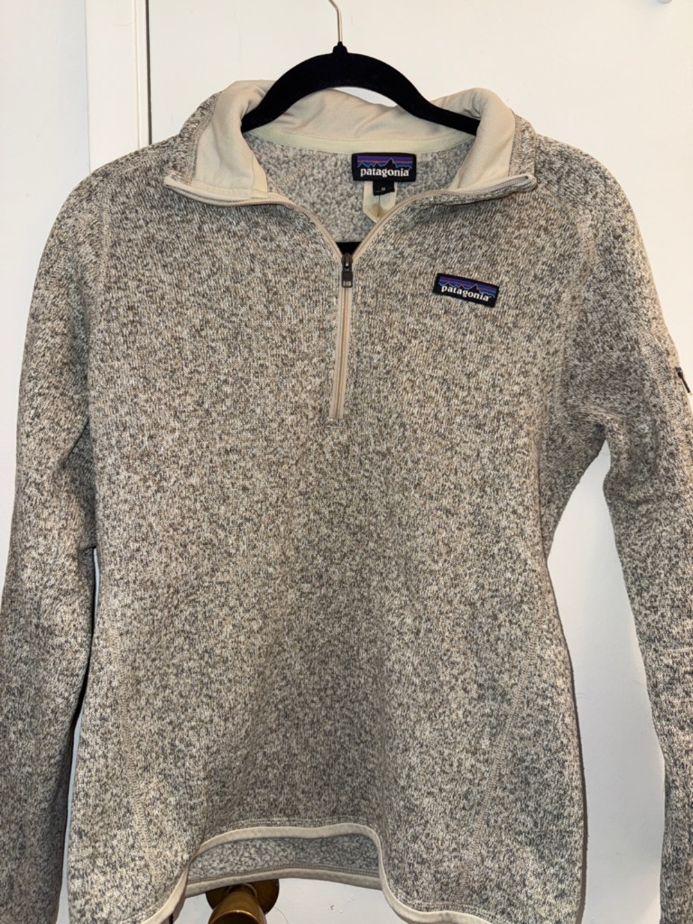 Patagonia Heathered Cream Quarter-Zip Fleece Pullover